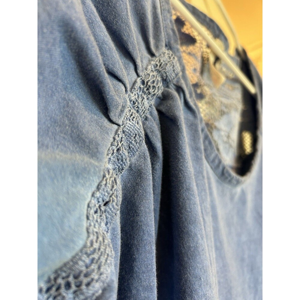 Route 66 Blue Scoop Neck T-Shirt With Lace Details, Size XL, 100 % cotton - Picture 5 of 6